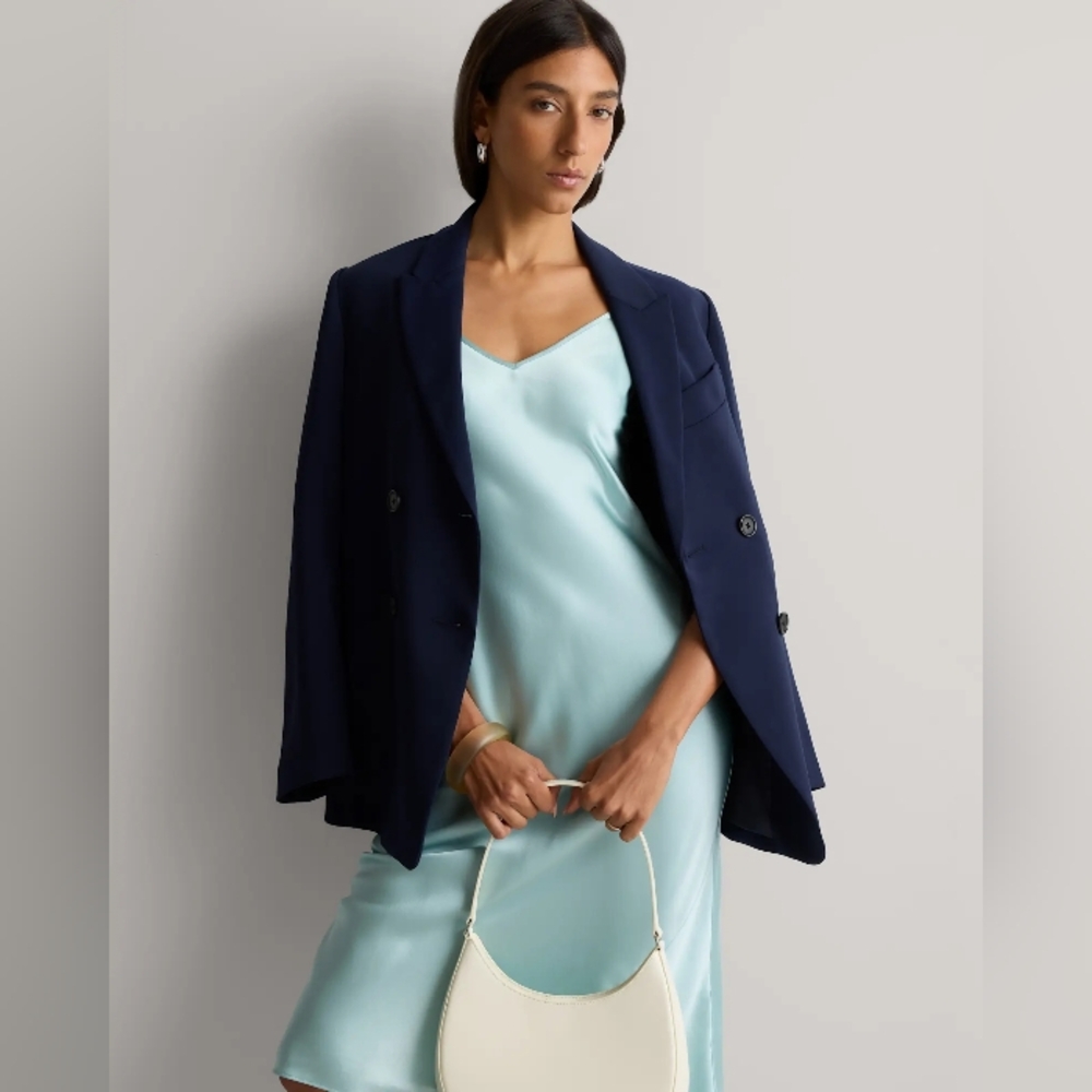 Quince 100% Silk Slip Dress. Aqua Blue. Medium. Washable. Perfect Condition. - Picture 6 of 17